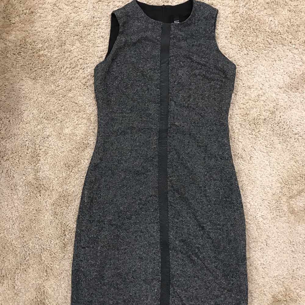 Shelli Segall Tweed shift faux leather stripe